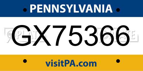 GX75366 Pennsylvania License Plate