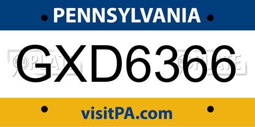 GXD6366 Pennsylvania License Plate