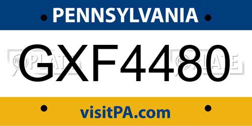 GXF4480 Pennsylvania License Plate