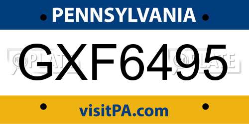 GXF6495 Pennsylvania License Plate