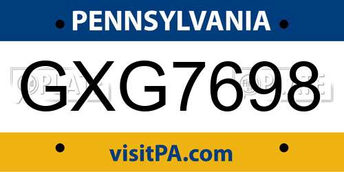 GXG7698 Pennsylvania License Plate