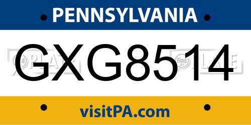 GXG8514 Pennsylvania License Plate