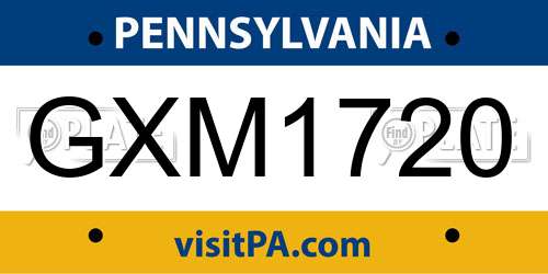 GXM1720 Pennsylvania License Plate