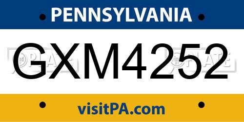 GXM4252 Pennsylvania License Plate