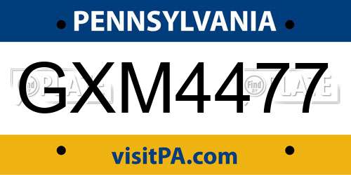 GXM4477 Pennsylvania License Plate