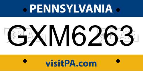GXM6263 Pennsylvania License Plate