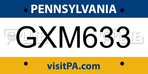 GXM633 Pennsylvania License Plate