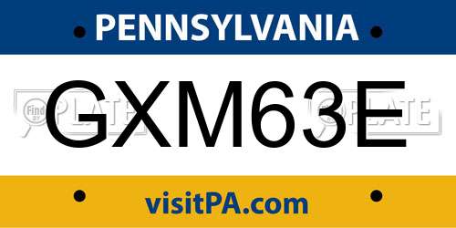 GXM63E Pennsylvania License Plate