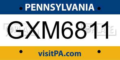 GXM6811 Pennsylvania License Plate