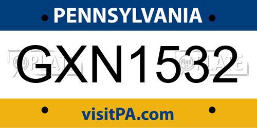 GXN1532 Pennsylvania License Plate