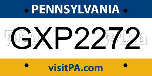 GXP2272 Pennsylvania License Plate