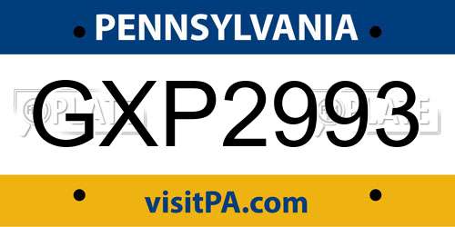 GXP2993 Pennsylvania License Plate