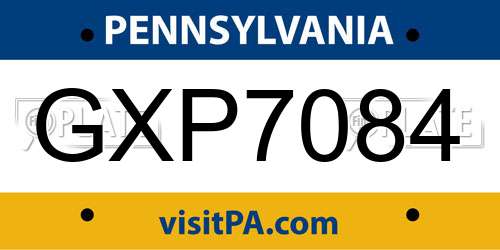 GXP7084 Pennsylvania License Plate
