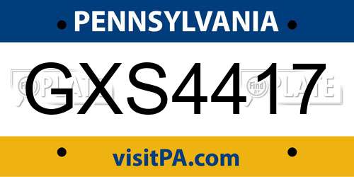 GXS4417 Pennsylvania License Plate