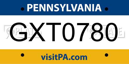 GXT0780 Pennsylvania License Plate