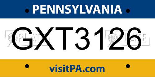 GXT3126 Pennsylvania License Plate