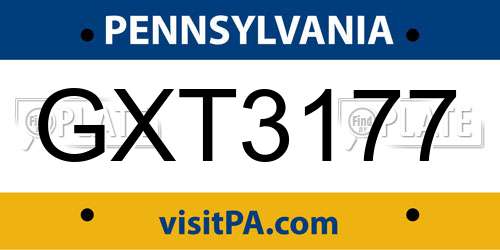 GXT3177 Pennsylvania License Plate