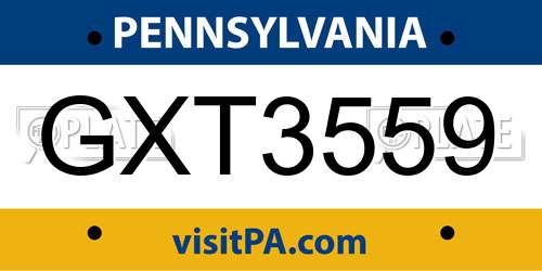 GXT3559 Pennsylvania License Plate