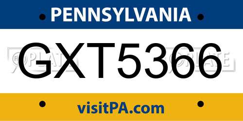 GXT5366 Pennsylvania License Plate