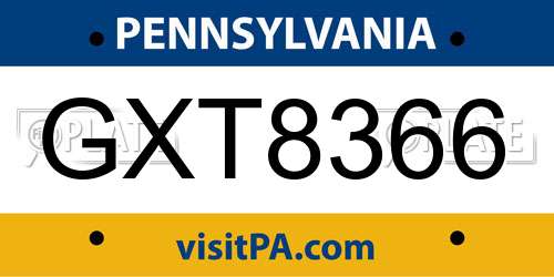 GXT8366 Pennsylvania License Plate