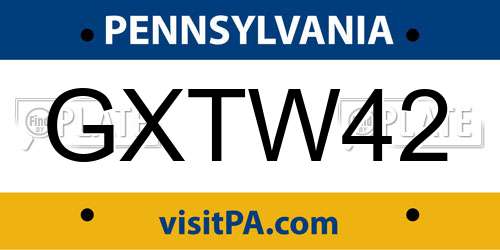 GXTW42 Pennsylvania License Plate