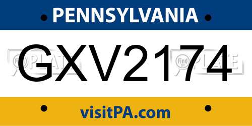 GXV2174 Pennsylvania License Plate