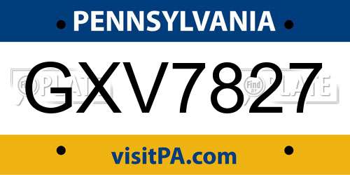 GXV7827 Pennsylvania License Plate