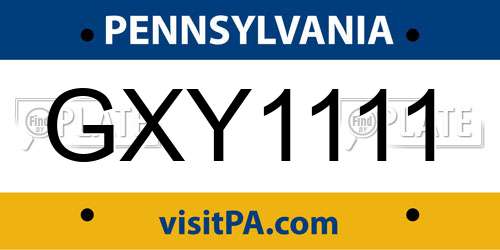 GXY1111 Pennsylvania License Plate