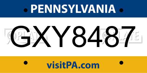 GXY8487 Pennsylvania License Plate