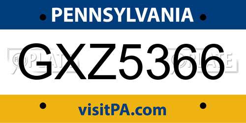 GXZ5366 Pennsylvania License Plate