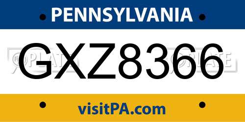 GXZ8366 Pennsylvania License Plate