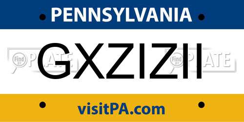 GXZIZII Pennsylvania License Plate