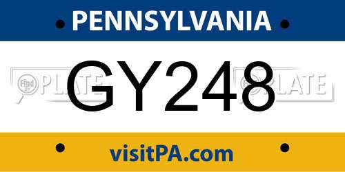 GY248 Pennsylvania License Plate