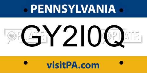 GY2I0Q Pennsylvania License Plate