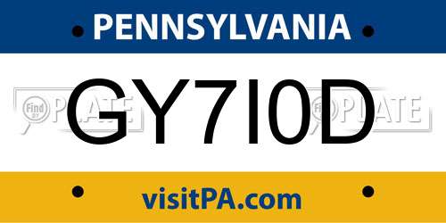 GY7I0D Pennsylvania License Plate
