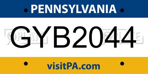 GYB2044 Pennsylvania License Plate