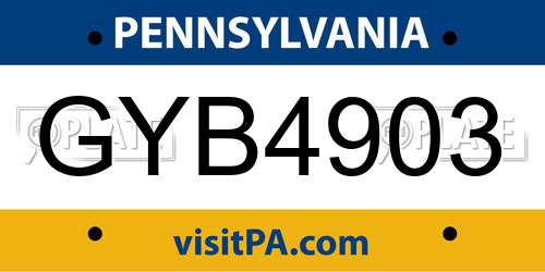 GYB4903 Pennsylvania License Plate