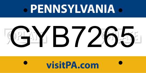 GYB7265 Pennsylvania License Plate