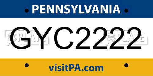 GYC2222 Pennsylvania License Plate