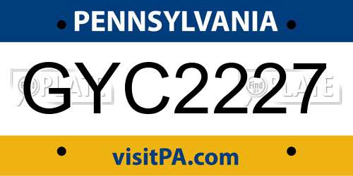 GYC2227 Pennsylvania License Plate