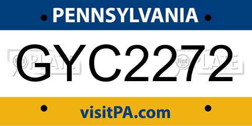 GYC2272 Pennsylvania License Plate