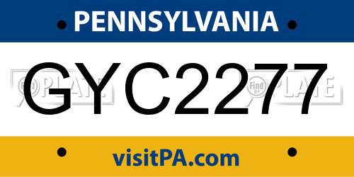 GYC2277 Pennsylvania License Plate
