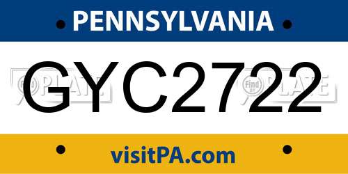 GYC2722 Pennsylvania License Plate