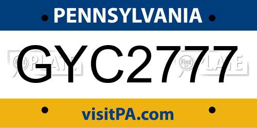 GYC2777 Pennsylvania License Plate
