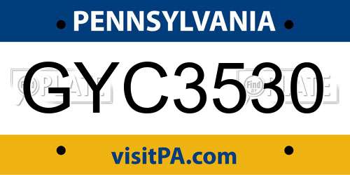 GYC3530 Pennsylvania License Plate