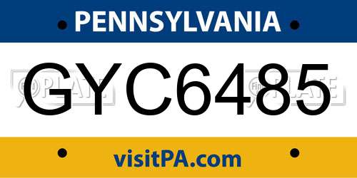 GYC6485 Pennsylvania License Plate
