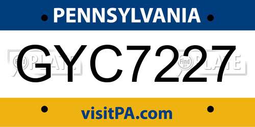 GYC7227 Pennsylvania License Plate