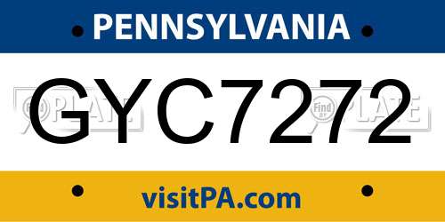 GYC7272 Pennsylvania License Plate
