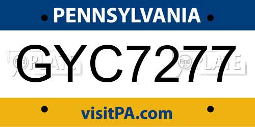 GYC7277 Pennsylvania License Plate