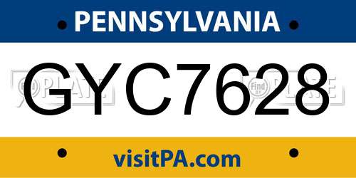 GYC7628 Pennsylvania License Plate